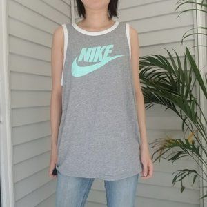 NIKE Mint Logo Gray Tank Top with White Ringer L
